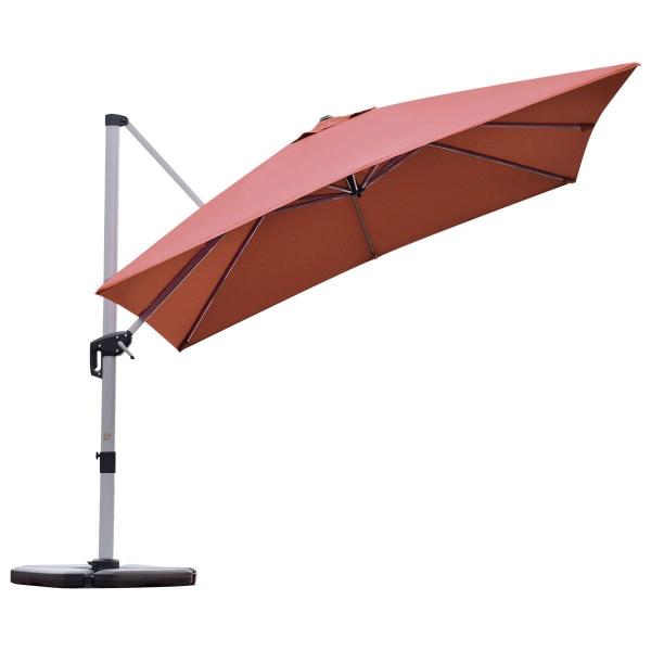 Parasol z podstawą krzyżową i aluminiowym słupkiem 300 x 300 x 261 cm pomarańczowy