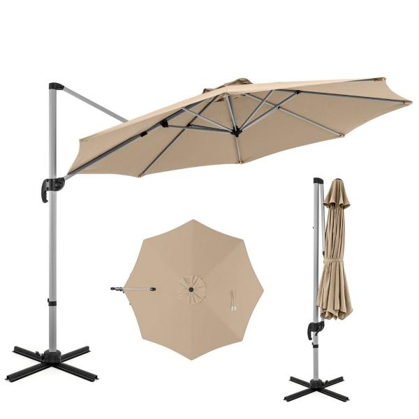 Okrągły parasol ogrodowy 339 cm beżowy