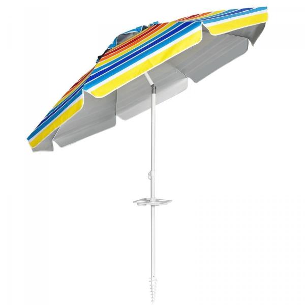 Parasol plażowy regulowany z uchwytem i ochroną UPF 50+ 2,2 x 2m