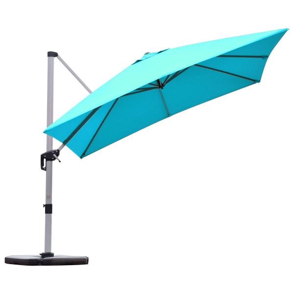 Parasol z podstawą krzyżową i aluminiowym słupkiem 300 x 300 x 261 cm niebieski