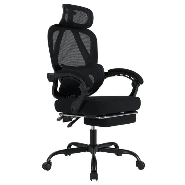 Ergonomiczne krzesło biurowe z wysuwanym podnóżkiem