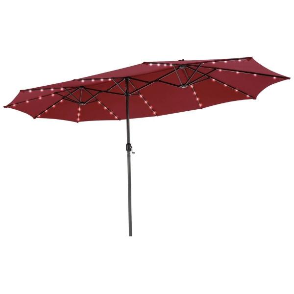 Parasol ogrodowy z solarnymi diodami LED 470 cm