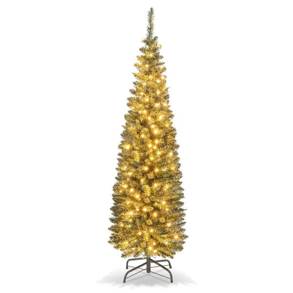 Wąska sztuczna choinka z lampkami LED 150 cm