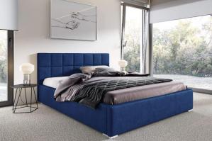 Łóżko tapicerowane pikowane z materacem Santiago 180x200 Niebieskie