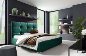 Łóżko tapicerowane pikowane z materacem Harry 140x200 Zielone