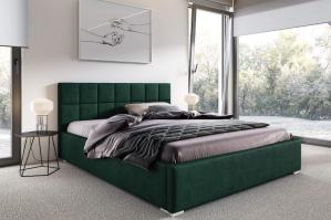 Łóżko tapicerowane pikowane z materacem Santiago 160x200 Zielone Metalowy Stelaż