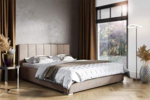Łóżko tapicerowane pikowane z materacem Ledo 160x200 Beżowe