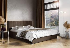 Łóżko tapicerowane pikowane z materacem Ledo 180x200 Brązowe