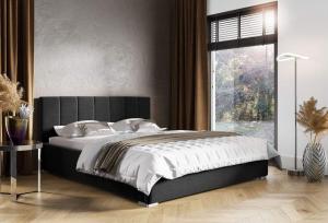 Łóżko tapicerowane pikowane z materacem Ledo 120x200 Czarne Metalowy Stelaż