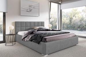 Łóżko tapicerowane pikowane z materacem Santiago 120x200 Szare  Metalowy Stelaż
