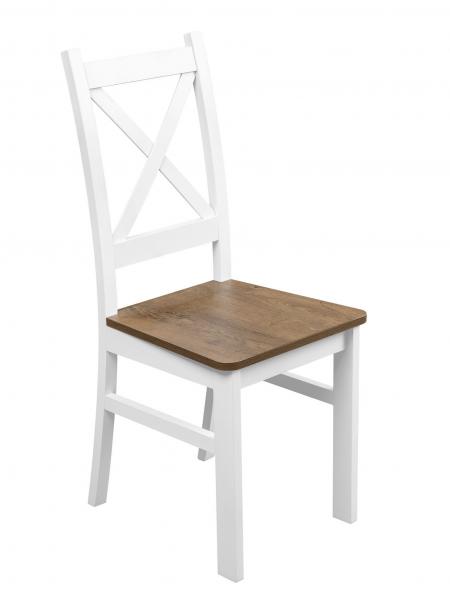 Krzesło krzyżak do jadalni Biały/Dąb Lefkas