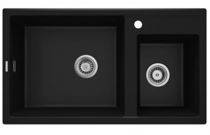 Zlewozmywak DEANTE ERIDAN 88x50cm, z syfonem, granitowy, czarny ZQE N20B
