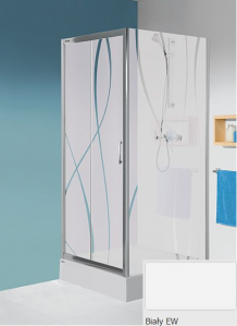 Ścianka prysznicowa SANPLAST TX SS0/TX5b 90cm, H=190cm, szkło sitrodruk W15, biała 600-271-1320-01-231