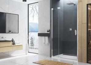 Drzwi prysznicowe SANSWISS CADURA CA13 100cm, ze ścianką stałą, prawe, H=200cm, srebrny połysk CA13D1005007