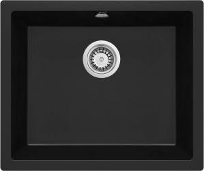 Zlewozmywak DEANTE CORDA FLUSH 55x46cm, z syfonem, granitowy, czarny ZQA N10F