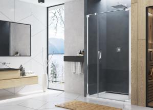 Drzwi prysznicowe SANSWISS CADURA CA31C 80cm, ze ścianką stałą, lewe, H=200cm, srebrny połysk CA31CG0805007