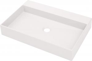 Umywalka nablatowa DEANTE CORREO 60x40cm, bez otworu, bez przelewu, granitowa, biała CQR AU6S