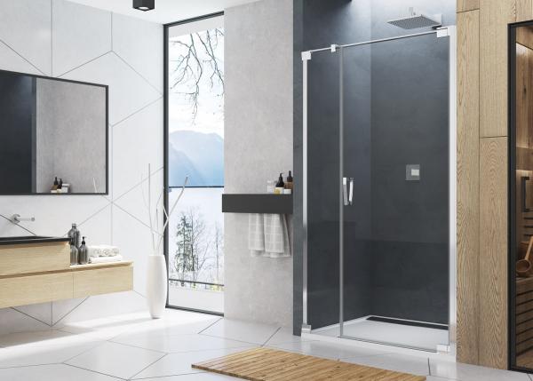 Drzwi prysznicowe SANSWISS CADURA CA31C 90cm, ze ścianką stałą, lewe, H=200cm, srebrny połysk CA31CG0905007