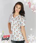 Multikolorowa bluza medyczna Naomi - wzór świąteczny Multikolor L
