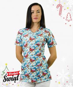 Bluza medyczna Gabi Premium - wzór świąteczny Multikolor L