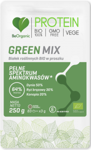 BeOrganic Green MIX białek roślinnych BIO 250 g w proszku