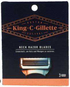 (DE) Gillette, King C. Razor Blades, Wymienne ostrza do maszynki, 3 sztuki (PRODUKT Z NIEMIEC)