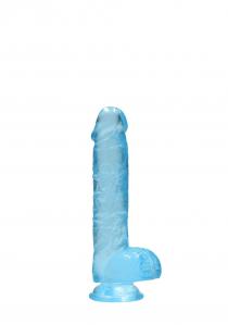 Dildo z Przyssawką i Jądrami Crystal Clear Realrock 15 cm Niebieski