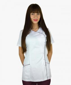 Biały żakiet medyczny Sandra z krótkim rękawem Biały XS