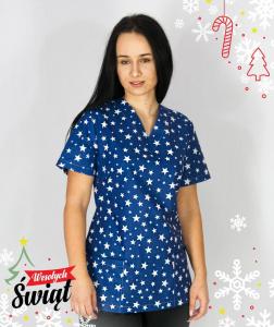 Multikolorowa bluza medyczna Naomi - wzór świąteczny XXL