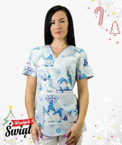 Bluza medyczna Naomi - wzór świąteczny Multikolor S