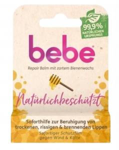 (DE) Bebe, Regenerujący balsam do ust z delikatnym woskiem pszczelim, 4,9g (PRODUKT Z NIEMIEC)