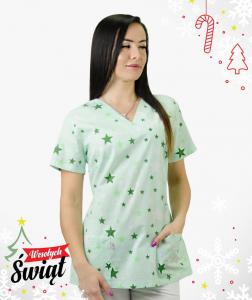 Multikolorowa bluza medyczna Naomi - wzór świąteczny Multikolor XXL