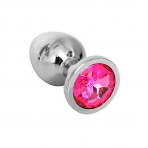 Metalowy korek analny z różowym kryształem rozmiar L RelaXxxx