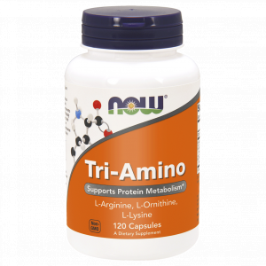 NOW TRI-AMINO L-Arginina - L-Ornityna - L-Lizyna - suplement diety - 120 kapsułek