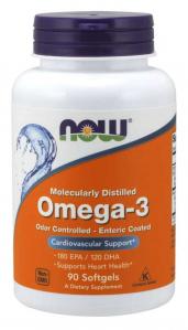 Omega 3 DHA 120 mg i EPA 180 mg 90 kapsułek NOW FOODS