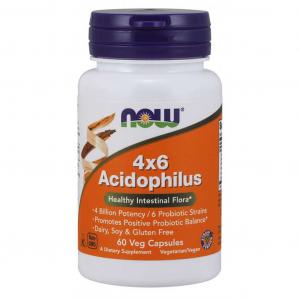 4x6 Acidophilus Probiotyk 4 Billion Acidophilus 60 kapsułek NOW FOODS