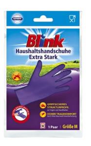 (DE) Blink, Rękawiczki gumowe super mocne M, fioletowe, 1 sztuka (PRODUKT Z NIEMIEC)