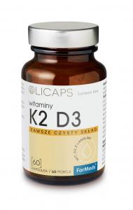 Witaminy K2 i D3 z lanoliny 60 porcji 60 kapsułek Olicaps ForMeds