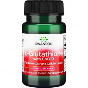 SWANSON L-GLUTATHIONE + Koenzym Q10 coQ10 L-Glutation z koenzymem q10 30 kapsułek wegetariańskich - suplement diety