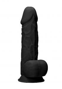 Silikonowe Dildo na Przyssawce z Jądrami Realrock 21,6cm Czarny