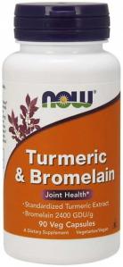 Turmeric & Bromelain Kurkuma 300 mg Bromelaina 150 mg 90 kapsułek Now Foods