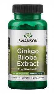 SWANSON Ginkgo Biloba extract 24% 60mg 120 kapsułek Miłorząb - suplement diety