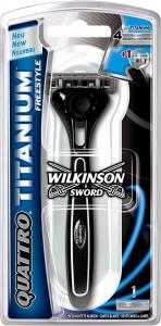 (DE) Wilkinson Quattro Titanium Freestyle, maszynka do golenia + 1 wymienne ostrze (PRODUKT Z NIEMIEC)