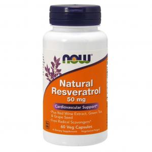 NOW Foods Natural Resveratrol 50 mg Resweratrol 60 kapsułek Rdest Japoński - suplement diety
