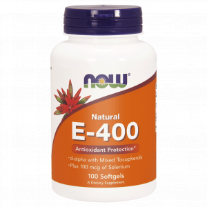 NOW Foods WITAMINA E-400 Naturalna NATURAL- & SELENIUM selen- z mieszanką tokoferoli- 100 kapsułek Żelowych
