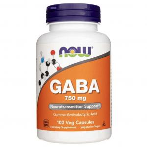 GABA Kwas Gamma Aminomasłowy 750 mg 100 kapsułek NOW FOODS