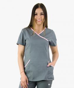 Bluza medyczna Emma FLEXY popielato-różowa Popiel XL