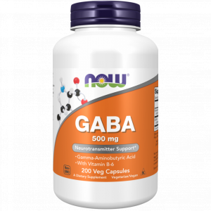 Now Foods GABA 500 mg z witaminą B6 - 200 kapsułek