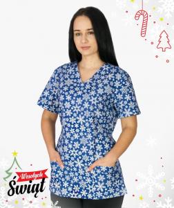 Multikolorowa bluza medyczna Naomi - wzór świąteczny Multikolor XL