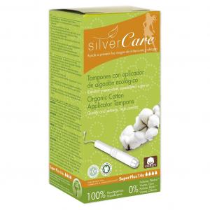 Silver Care tampony z aplikatorem z bawełny organicznej Super Plus 14szt